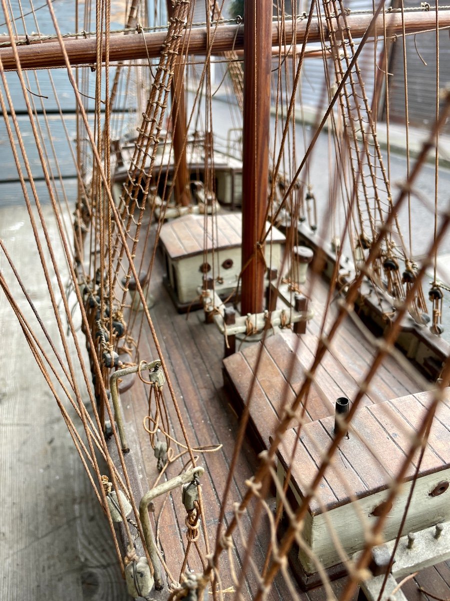 Spectacular Three-mast Model, Wood And Metal, L. 138 Cm.-photo-3