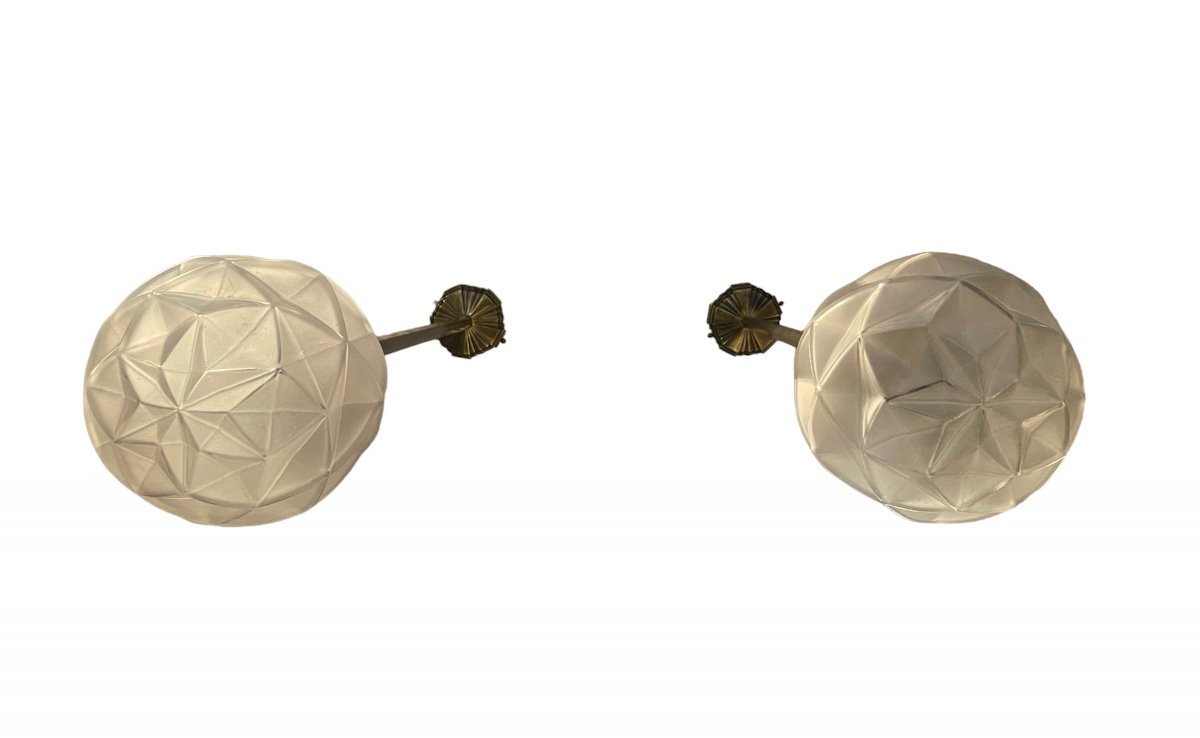 Pair Of Art Deco Pendant Lights, H. 119 Cm.-photo-3