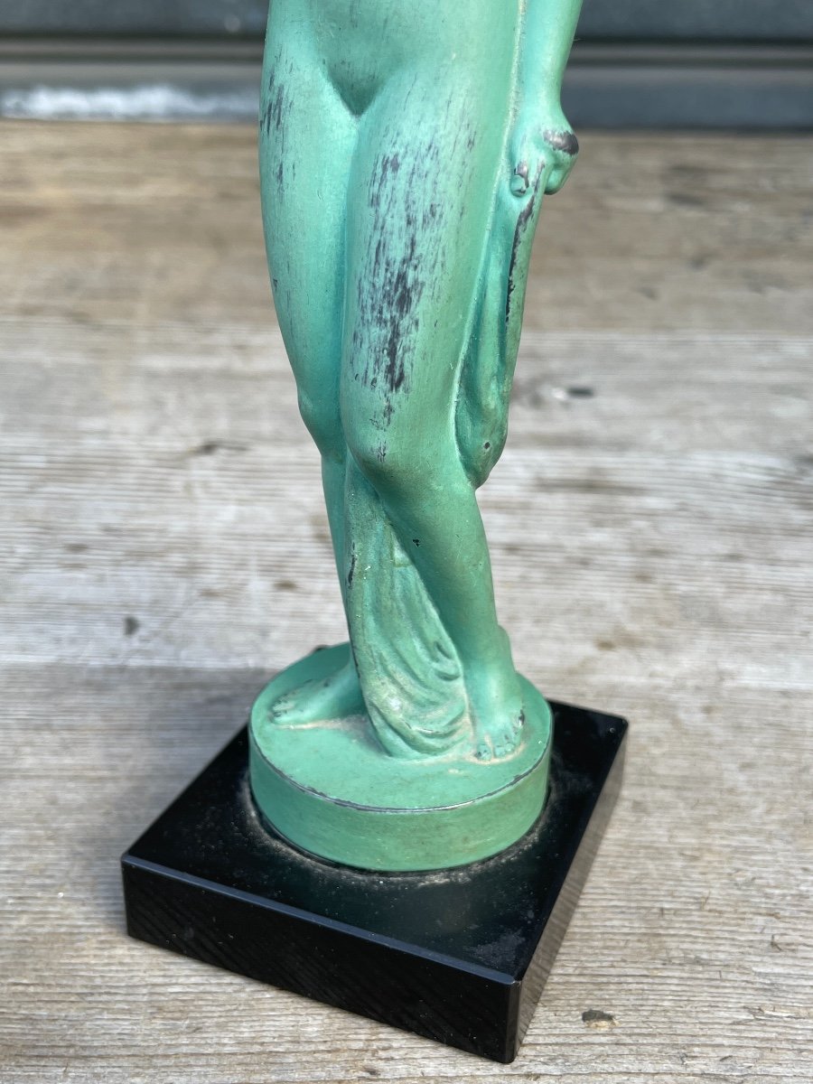 Riviere - The Ingénue, Regulate With Green Patina On A Black Marble Base.-photo-5