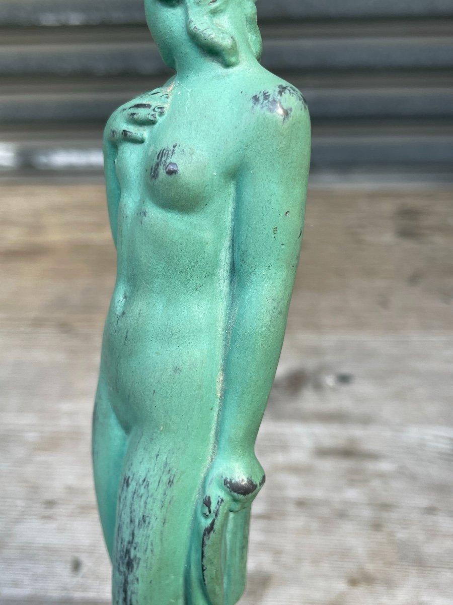 Riviere - The Ingénue, Regulate With Green Patina On A Black Marble Base.-photo-6