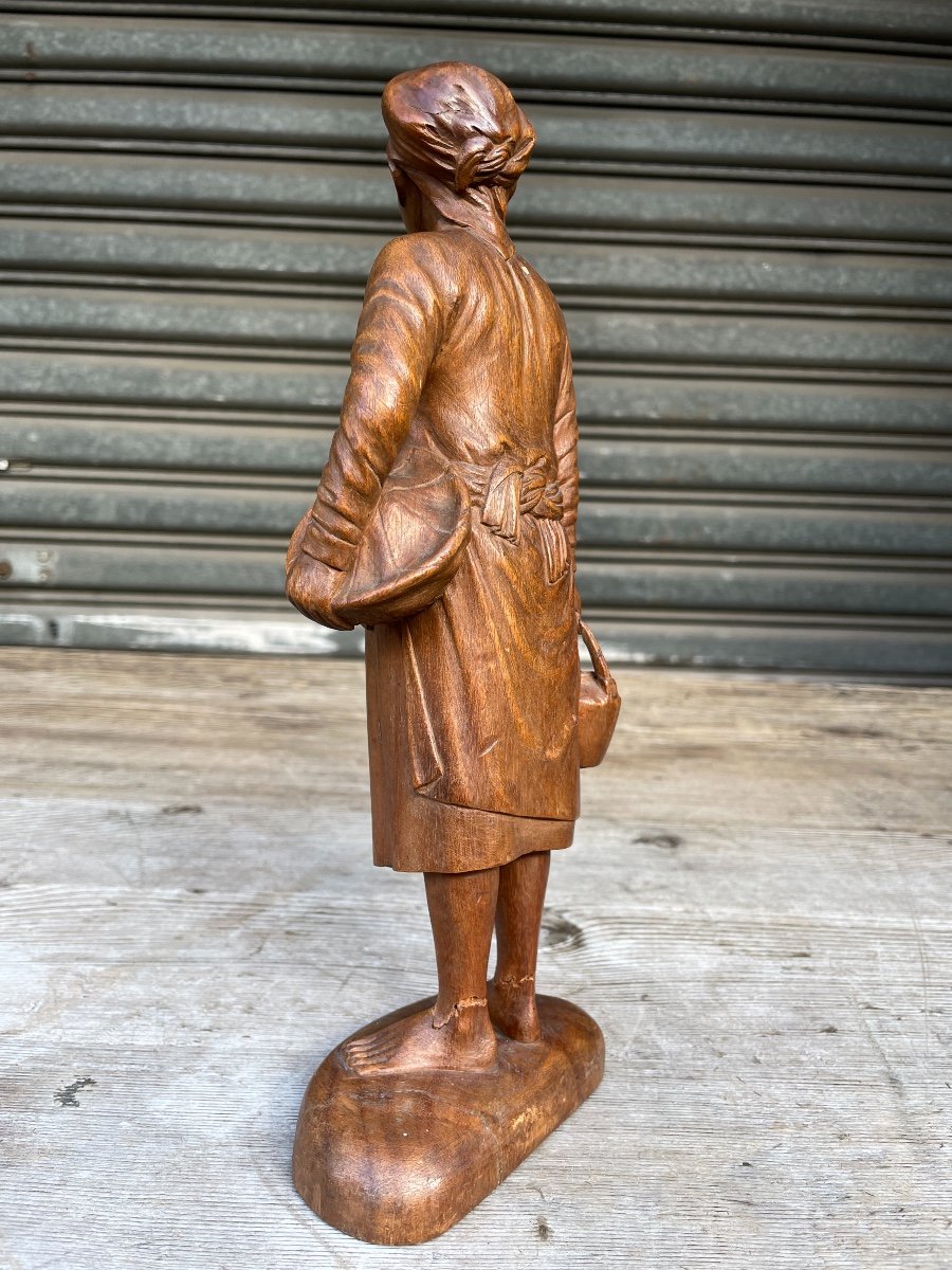 Indochina - Statuette Of Young Peasant Girl, Early 20th Century.-photo-2