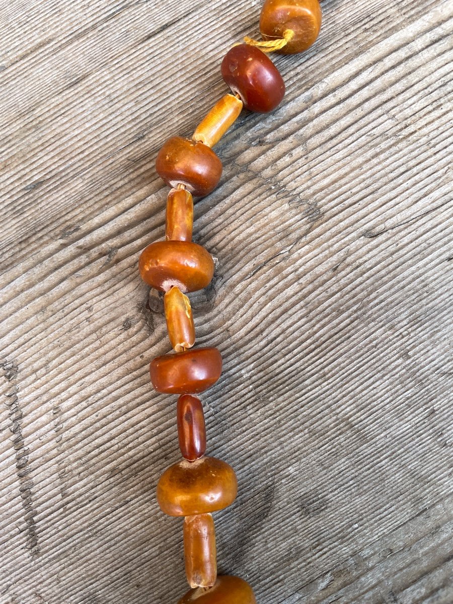 Important Berber Wedding Necklace In Amber, Pearl 4 Cm In Diameter.-photo-3