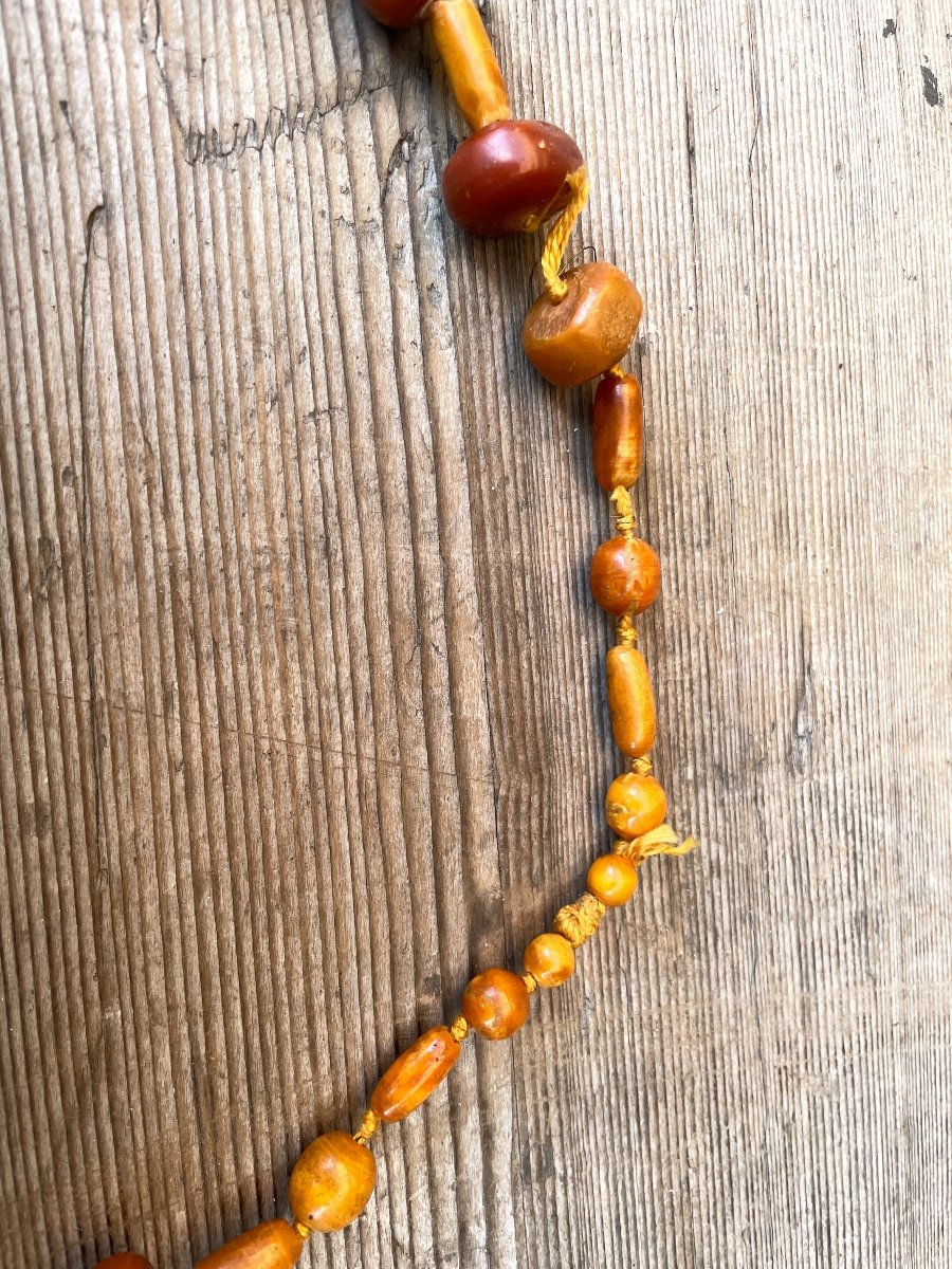 Important Berber Wedding Necklace In Amber, Pearl 4 Cm In Diameter.-photo-4