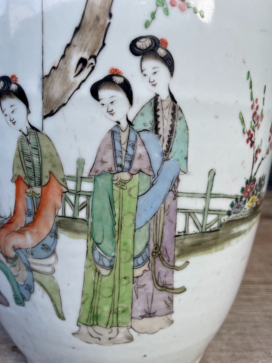 China - Important Vase With Flared Neck In Porcelain Decorated With Polychrome Enamels, 19th Century.-photo-5