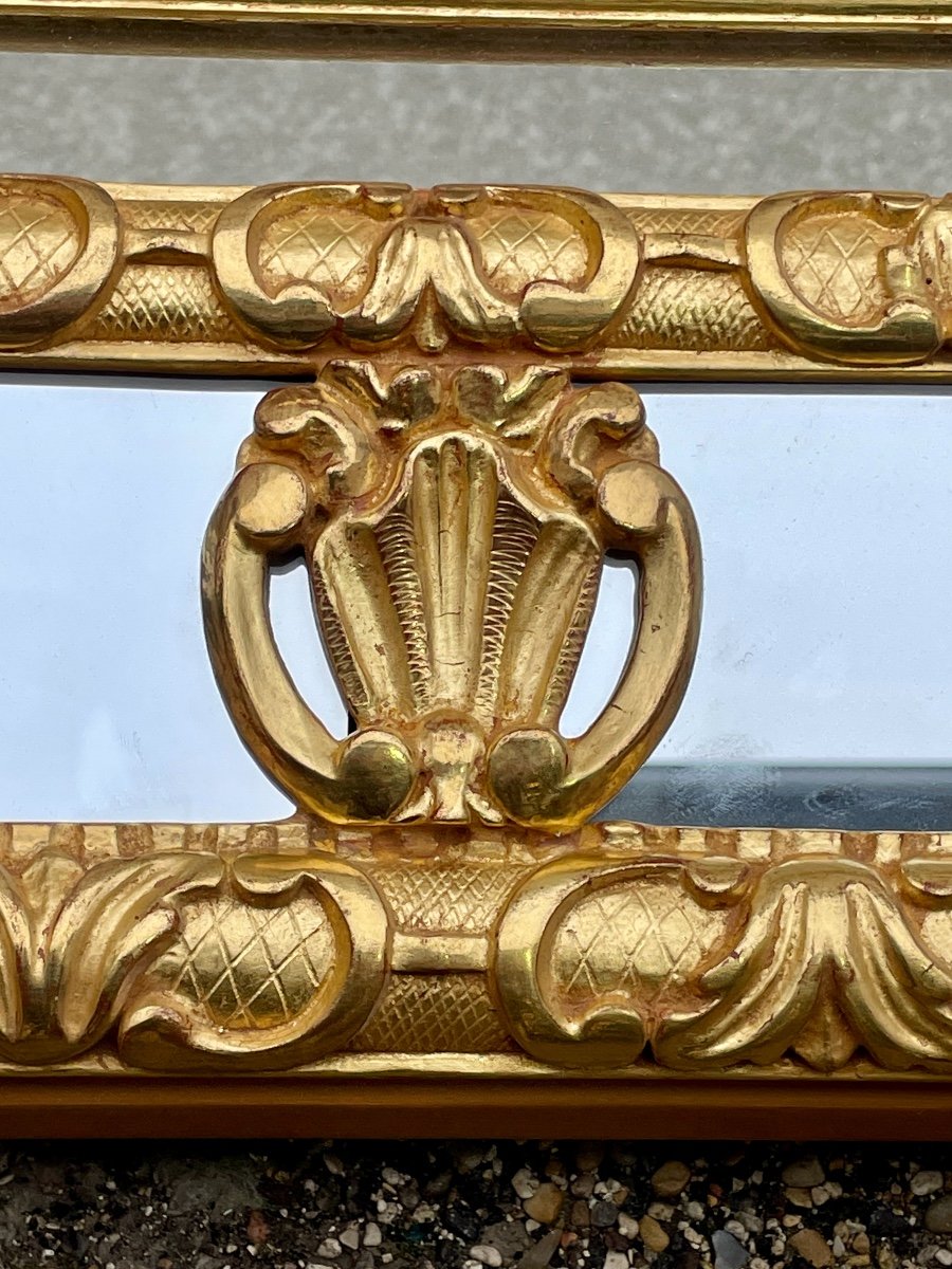 Important Miroir à Parecloses En Bois Doré - H.161 Cm. -photo-4