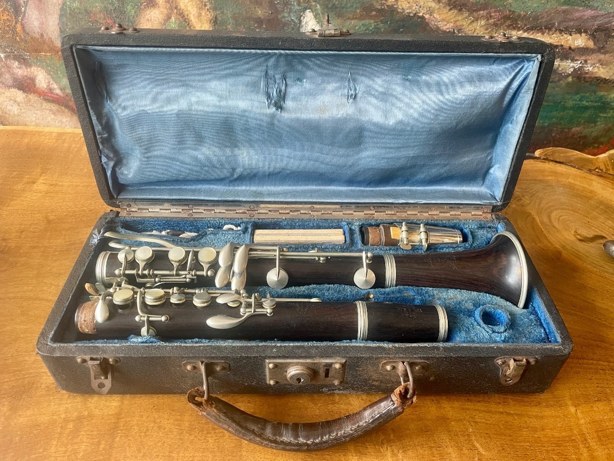 Strasser Marigaux Lemaire, Ebony Clarinet, Oehler System In Chromed Metal And Mother-of-pearl. -photo-2