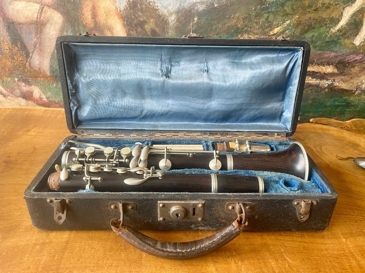 Strasser Marigaux Lemaire, Ebony Clarinet, Oehler System In Chromed Metal And Mother-of-pearl. -photo-4