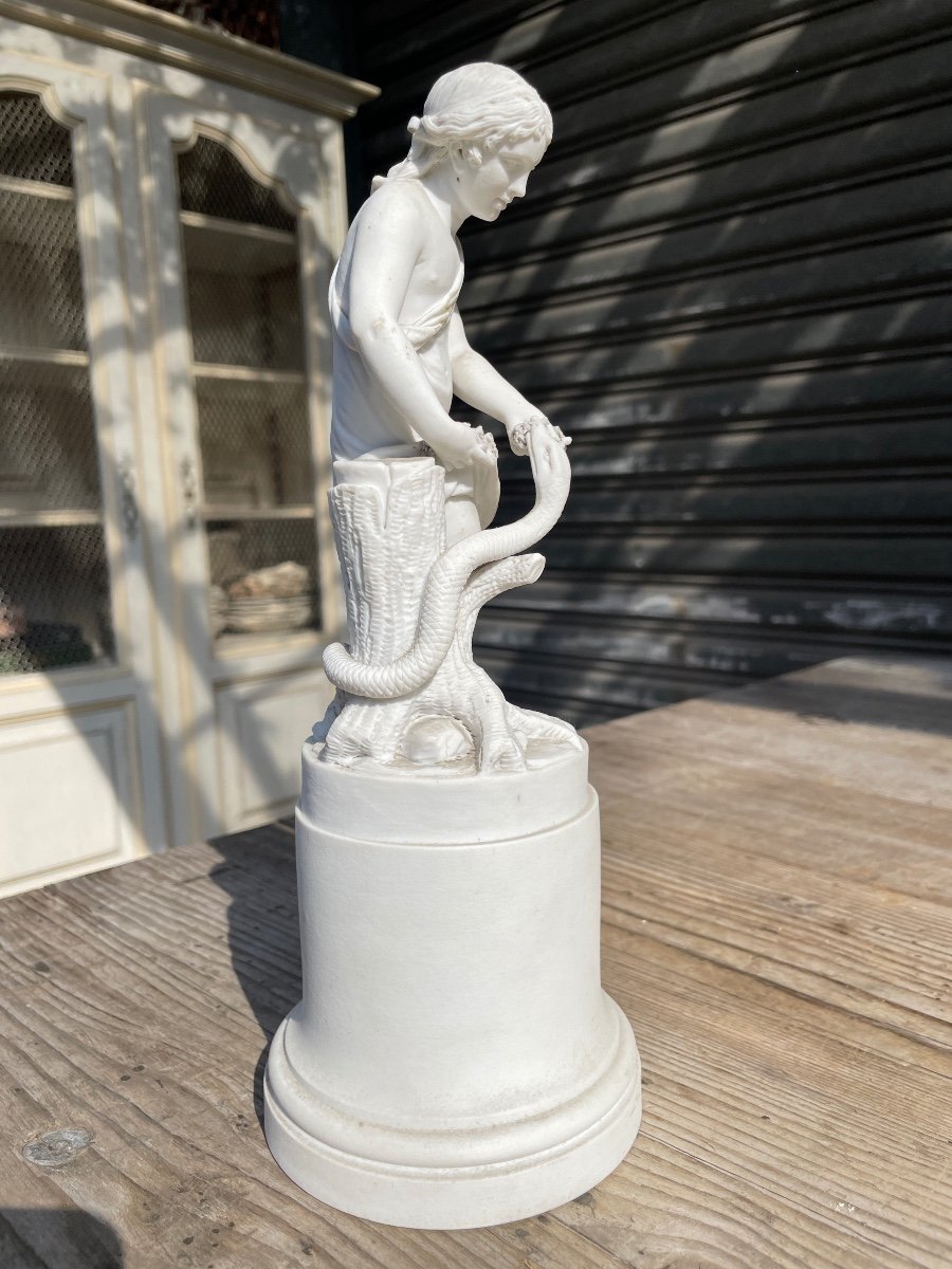 Biscuit Subject In The Taste Of Sèvre - Young Girl With A Snake - Top. : 28 Cm - Perfect Condition.-photo-2