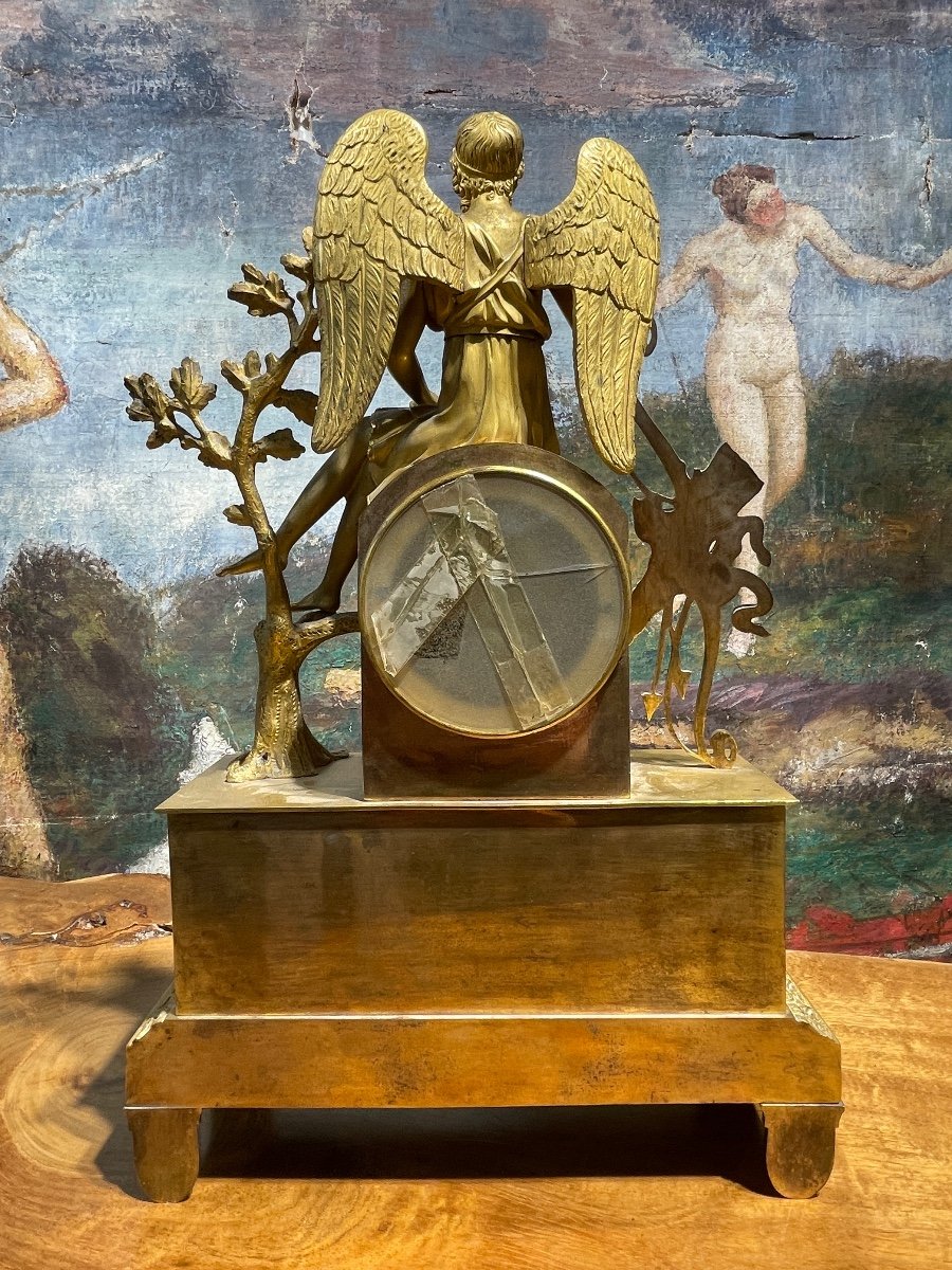Pendule De L’amour Et Psyché En Bronze Ciselé Et Doré - Période Restauration.-photo-6