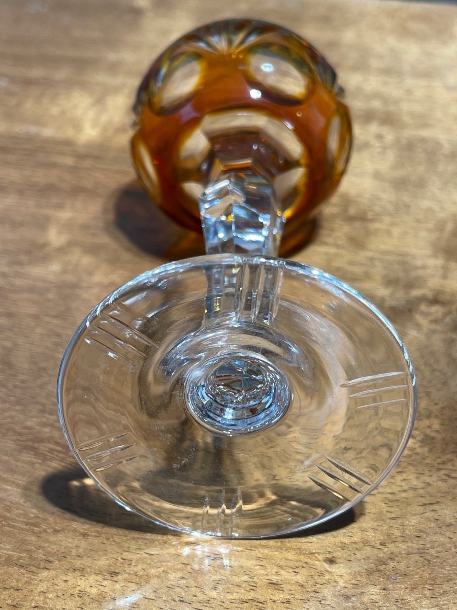 Suite De 12 Verres à liqueur En Cristal De Bohème Taillé, Parfait état - Haut. : 11,5 Cm.-photo-2