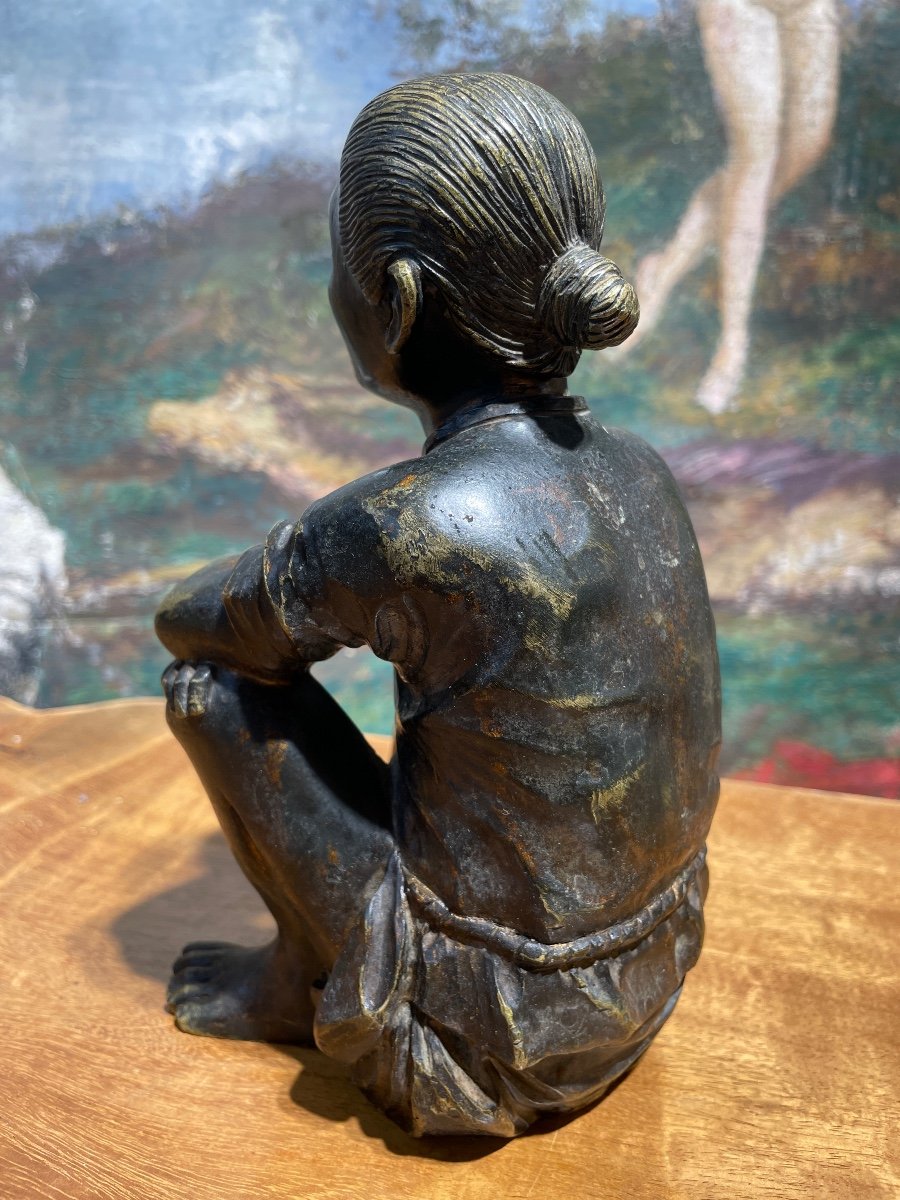 Indochina - Bronze Subject With Brown Patina, C. 1930 - High. : 21 Cm. -photo-3