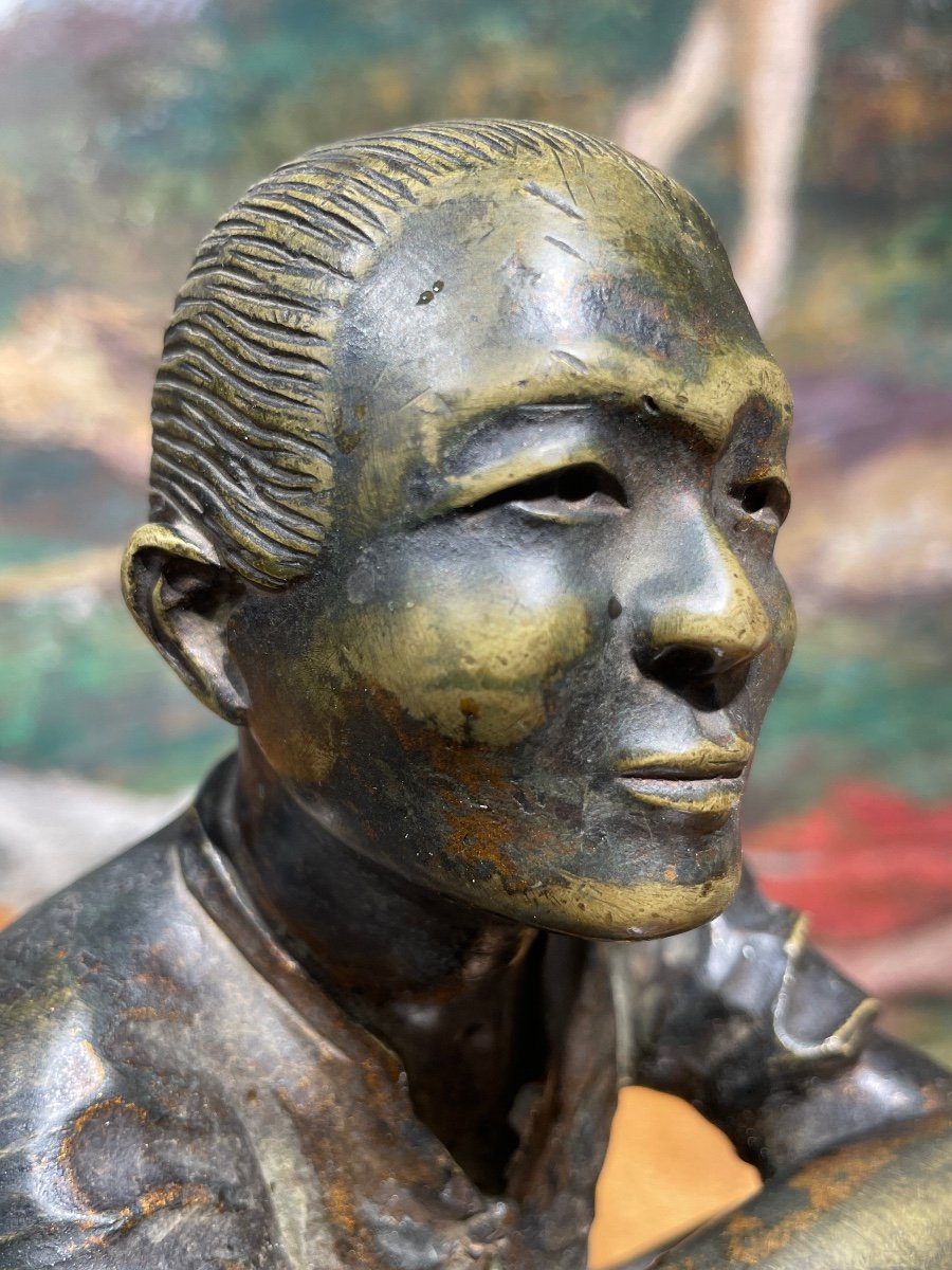 Indochina - Bronze Subject With Brown Patina, C. 1930 - High. : 21 Cm. -photo-5