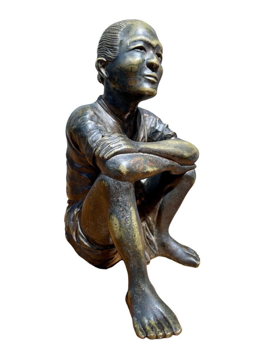 Indochine - Sujet En Bronze à Patine Brune, C. 1930 - Haut. : 21 Cm. 