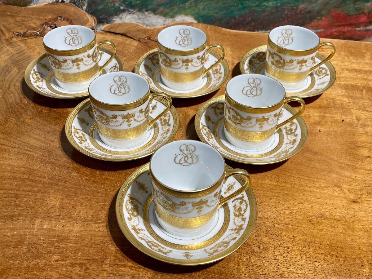 Haviland - Collection Imperator - Suite De Six Tasses Litron Et Leurs Soucoupe - Parfait état. -photo-2