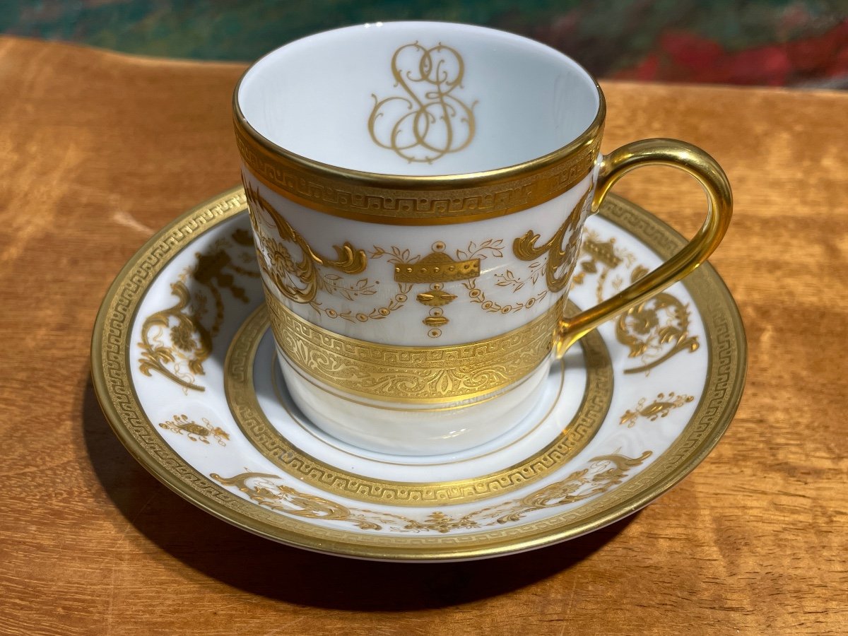 Haviland - Collection Imperator - Suite De Six Tasses Litron Et Leurs Soucoupe - Parfait état. -photo-3