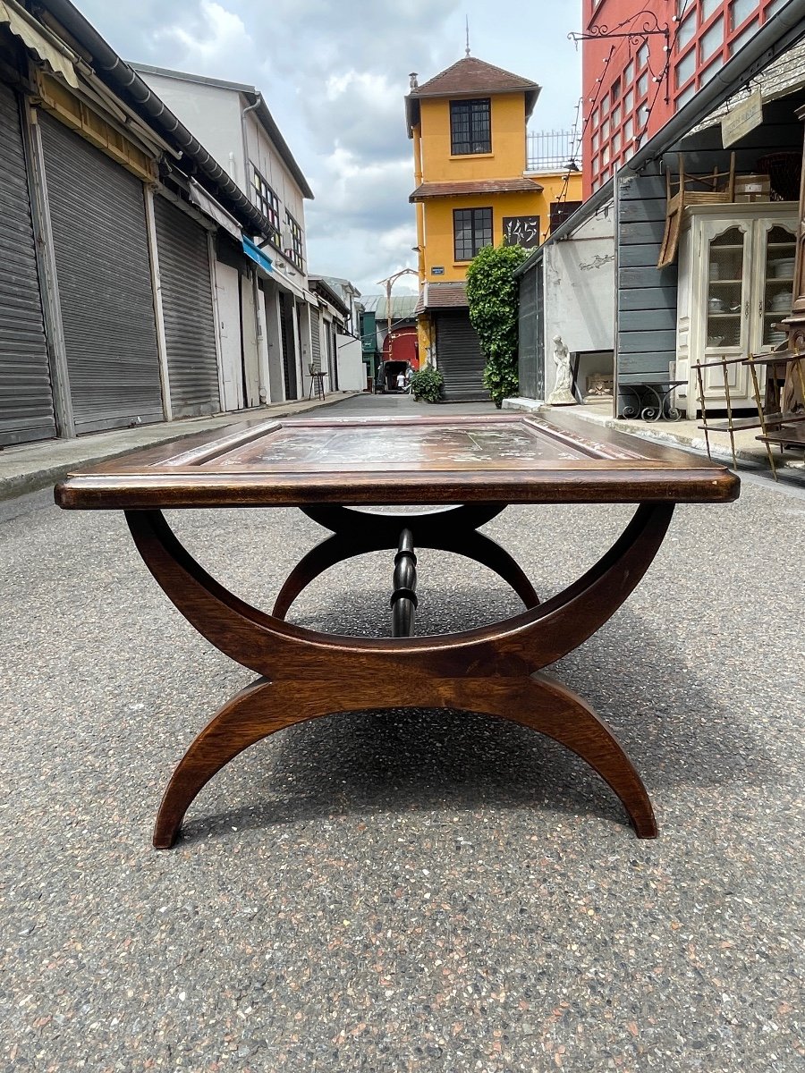 Indochine - Table Basse, Le Plateau En Bois De Fer à Riche Décor De Nacre Burgoté, Fin Du XIXe -photo-6