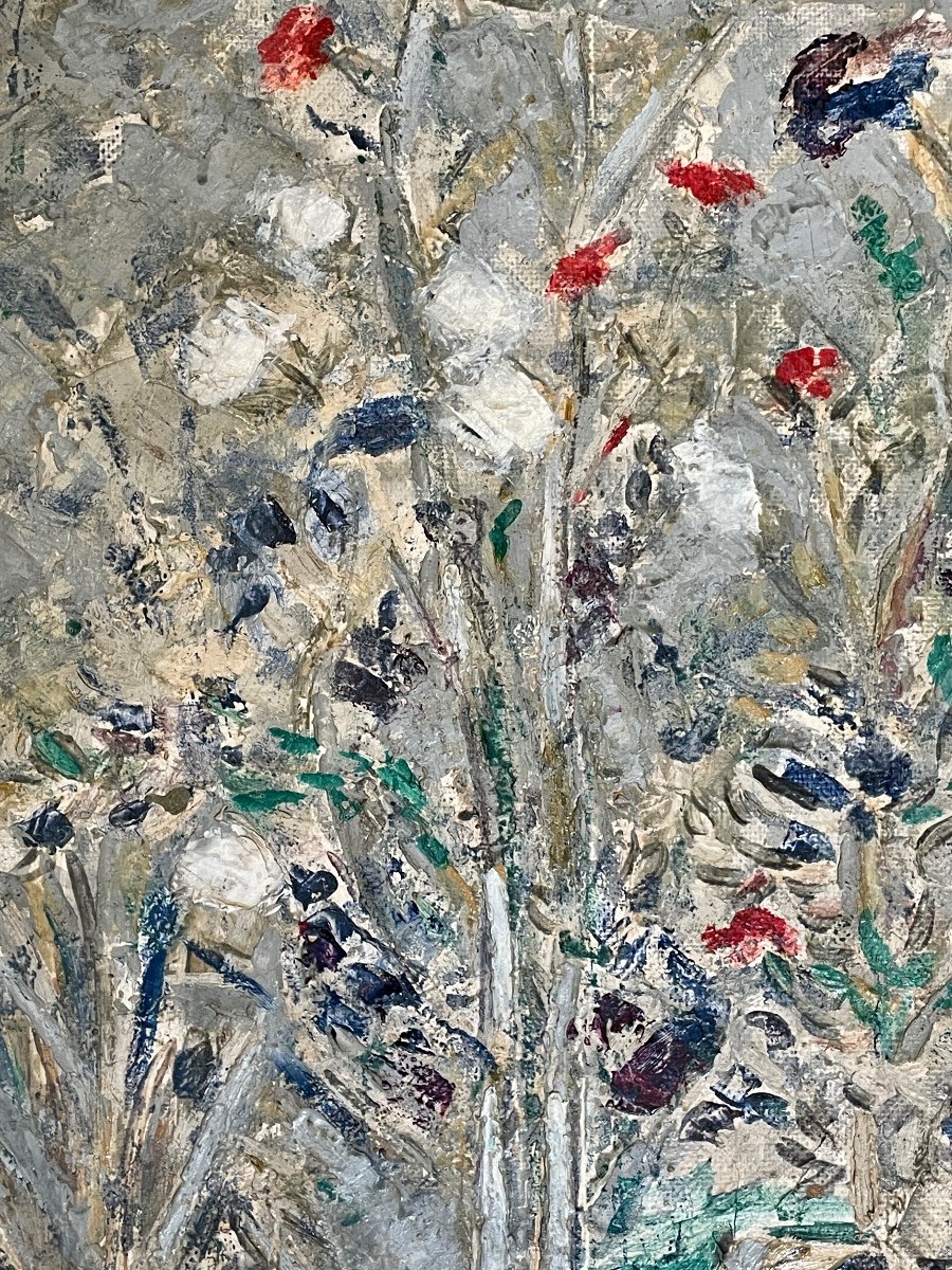 Francisco Arias - Fleurs, Huile Sur Isorel, Encadrée - H. : 66 Cm. -photo-3