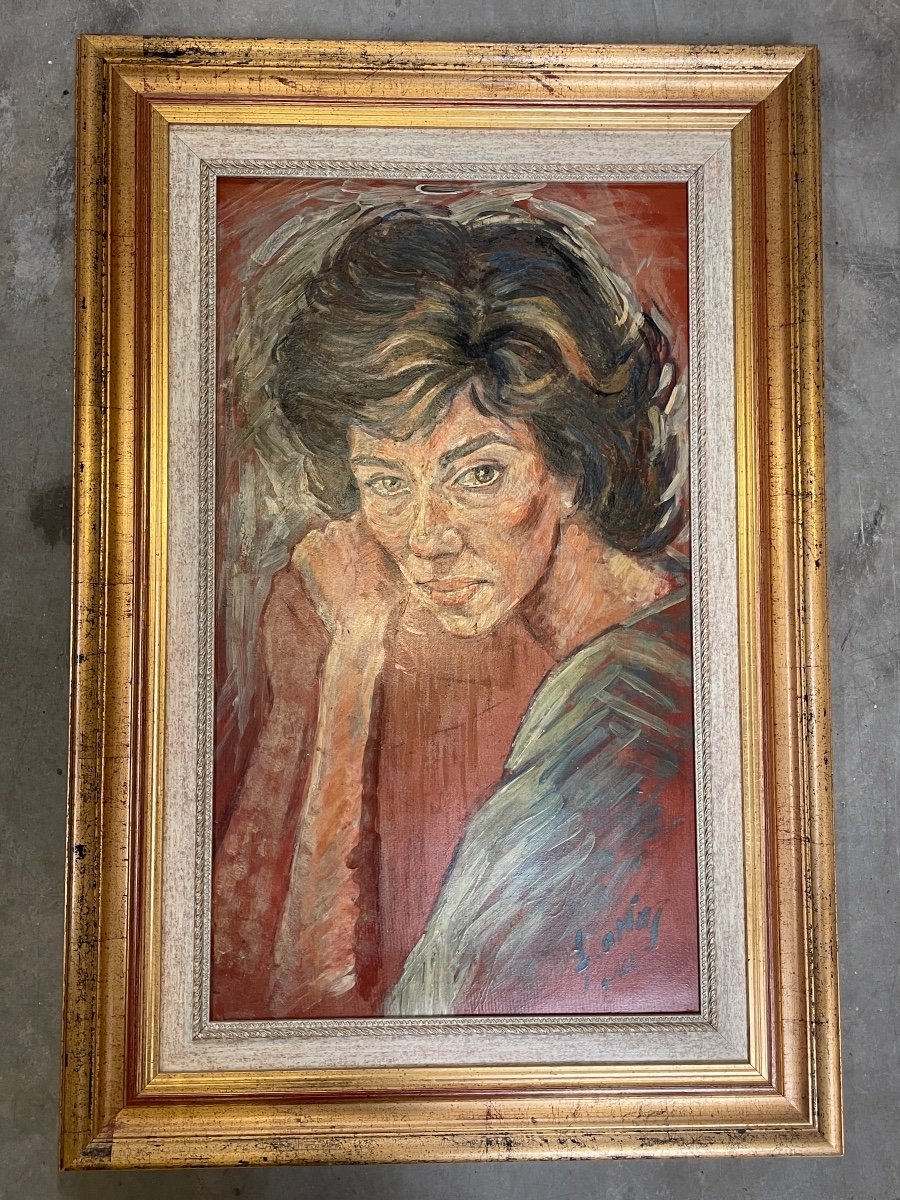 Francisco Arias - Portrait Of A Woman, Oil On Panel, Framed - H.: 72 Cm. -photo-2