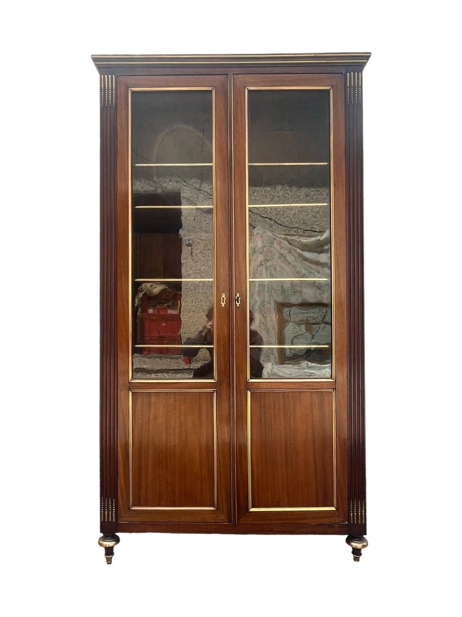 Louis XVI Style Mahogany Bookcase - High. : 173.5 Cm. 