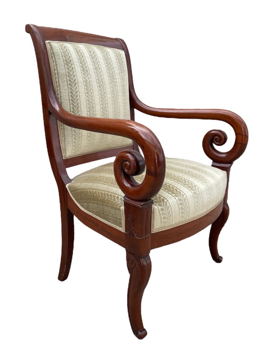 Paire De Fauteuils En Acajou, époque Louis-philippe - Larg. : 57 Cm. -photo-3