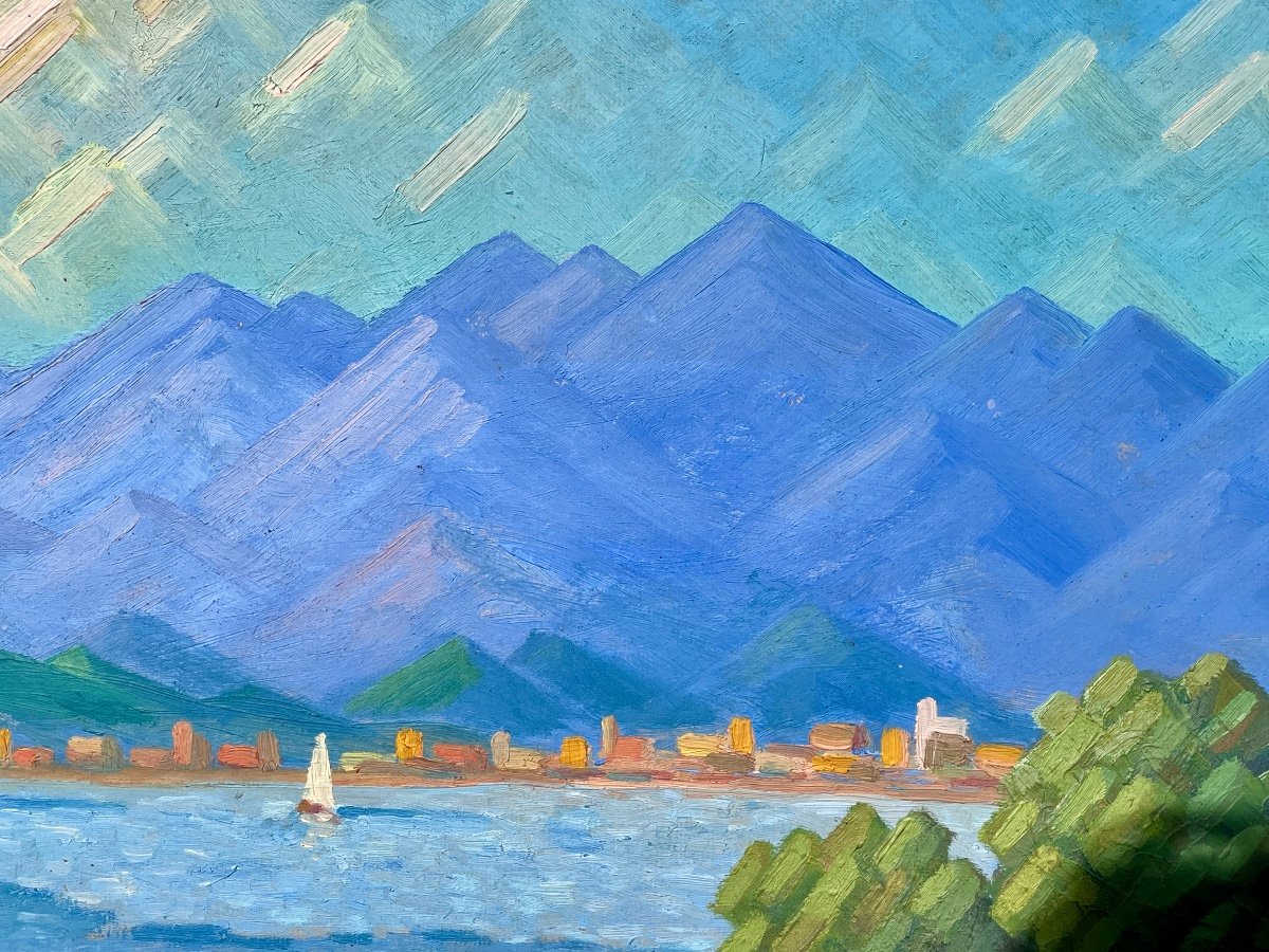 M. Zissfer (20th Century) - Lake Landscape / Lake Geneva.-photo-4