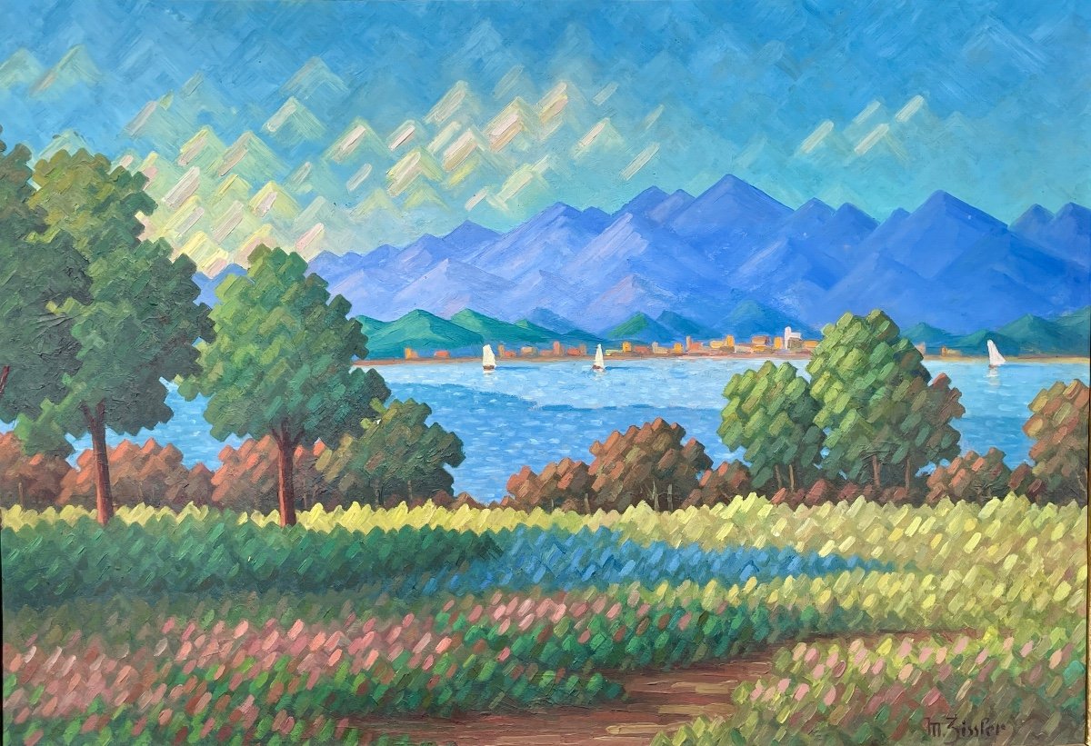 M. Zissfer (20th Century) - Lake Landscape / Lake Geneva.