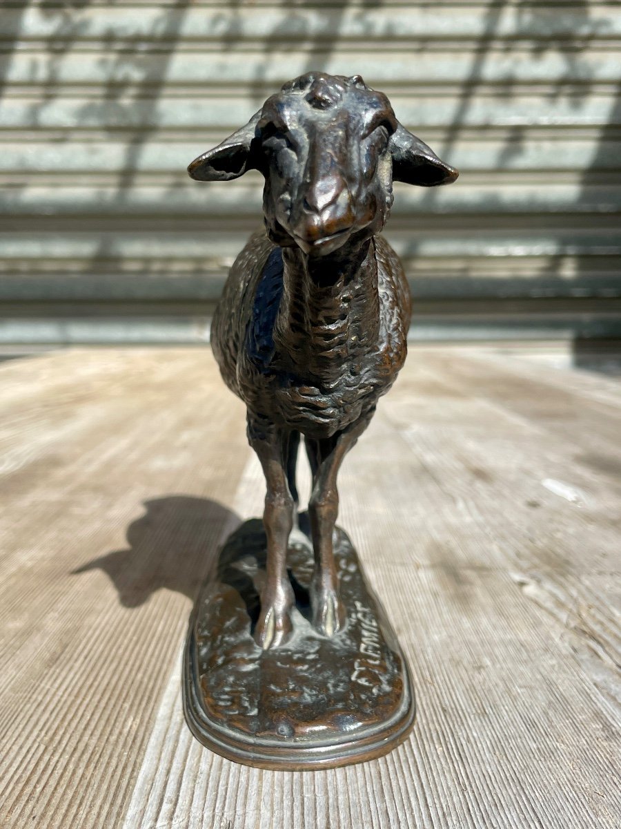 Emmanuel Frémiet - Bronze The Sheep - Width. 19.5 Cm.-photo-3