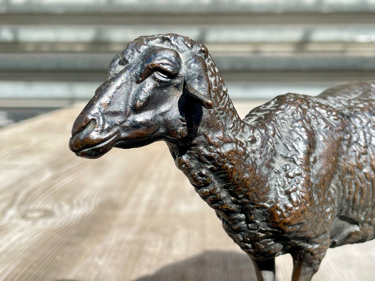 Emmanuel Frémiet - Bronze The Sheep - Width. 19.5 Cm.-photo-5