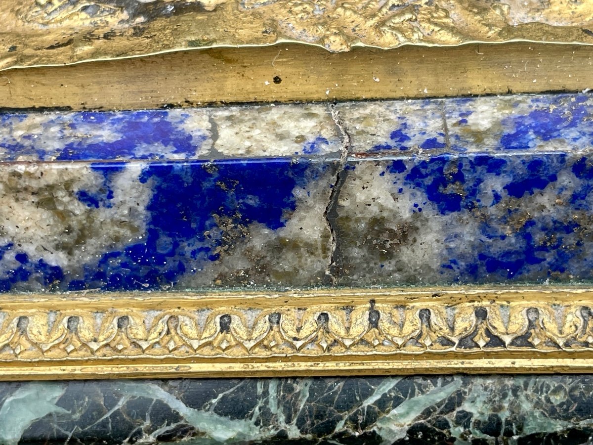 Chèvre Et Lama En Bronze Doré, Bases En Lapis Et Marbre, époque Louis Philippe. -photo-1