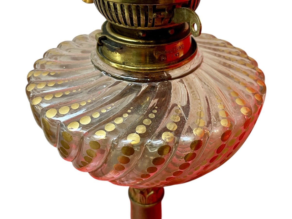 Oil Lamp In Gilt Bronze And Baccarat Crystal, Napoleon III - Height: 84.5 Cm. -photo-2