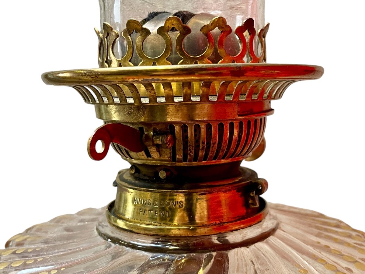 Oil Lamp In Gilt Bronze And Baccarat Crystal, Napoleon III - Height: 84.5 Cm. -photo-3