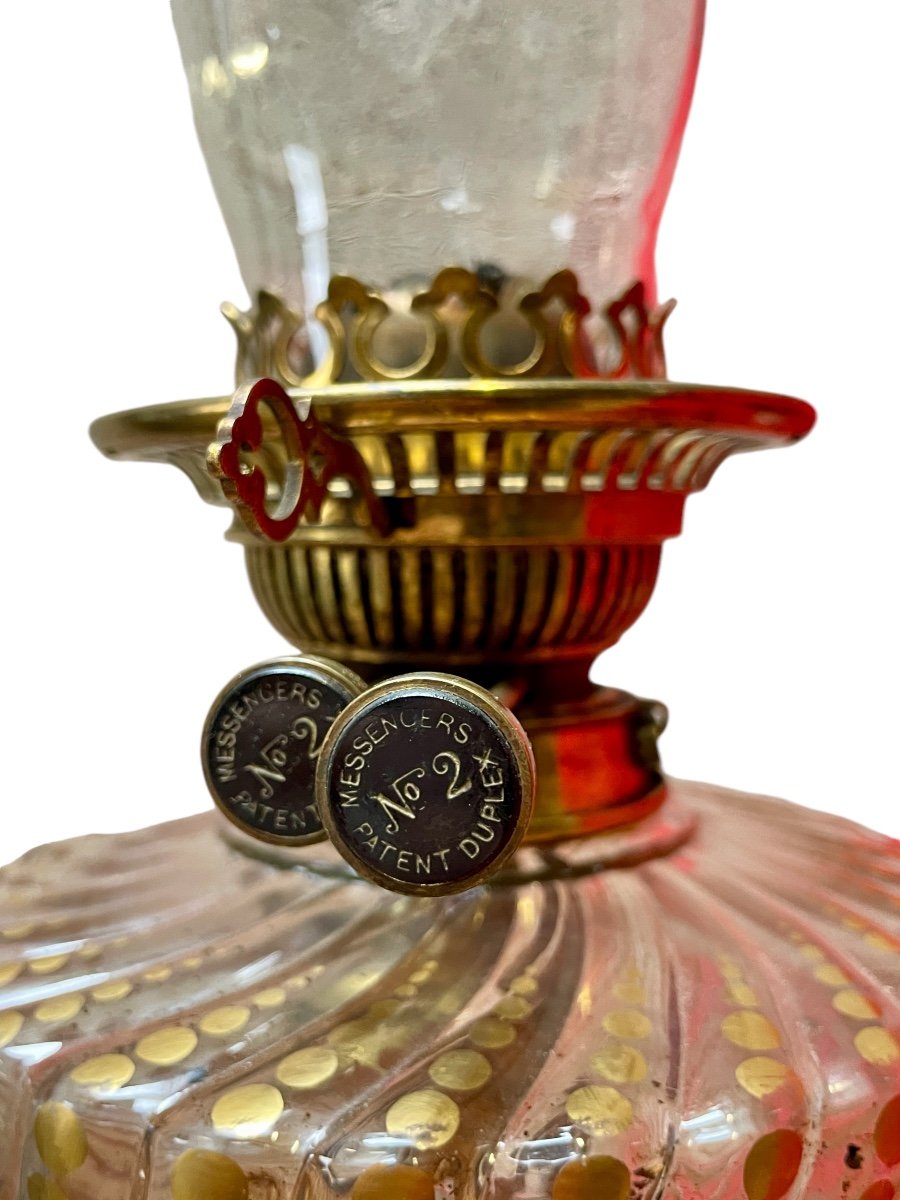 Oil Lamp In Gilt Bronze And Baccarat Crystal, Napoleon III - Height: 84.5 Cm. -photo-4