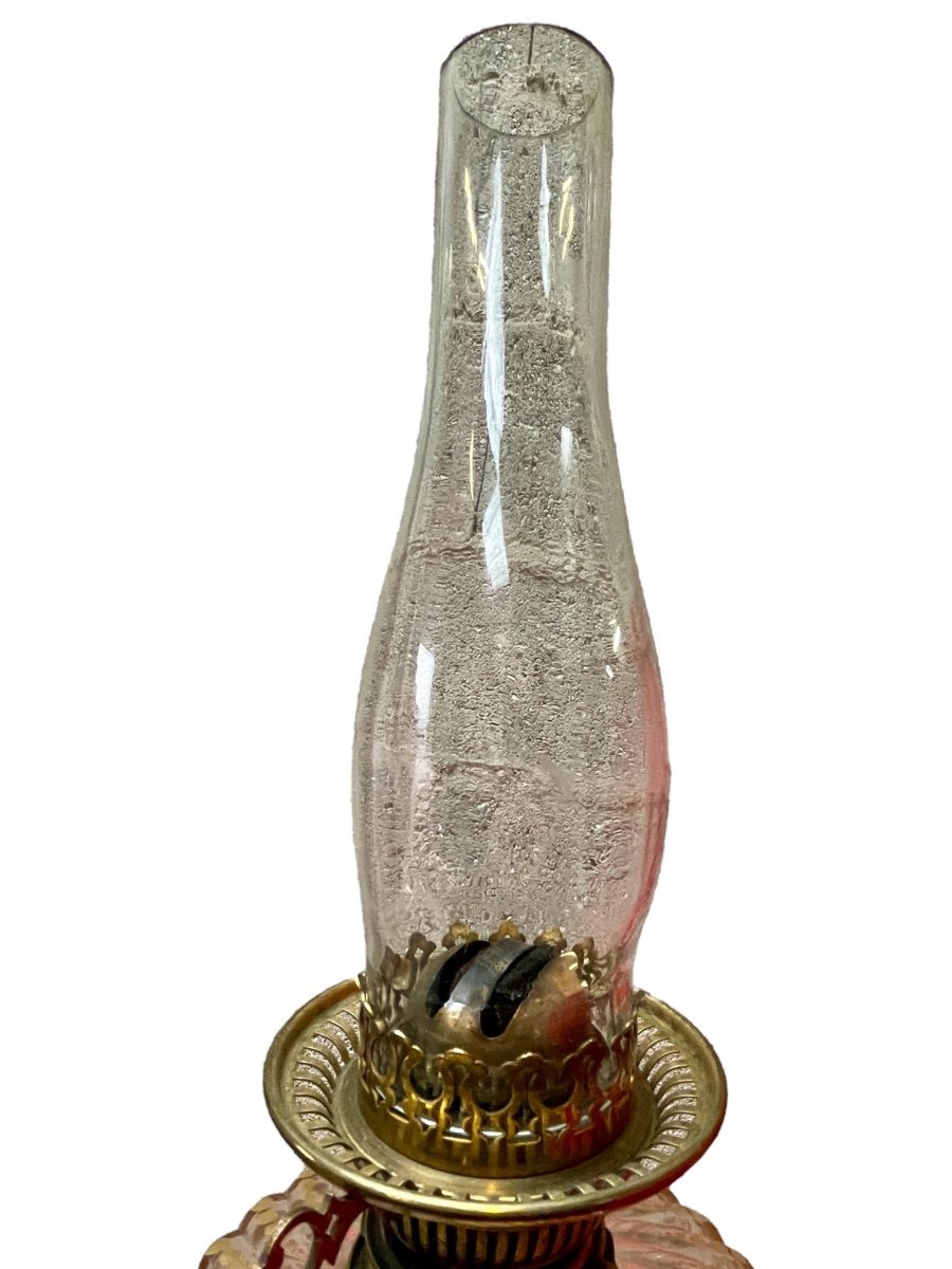 Oil Lamp In Gilt Bronze And Baccarat Crystal, Napoleon III - Height: 84.5 Cm. -photo-5