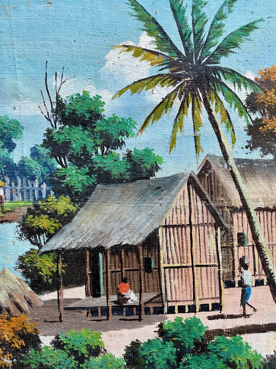 Albert Ranaivoson (xxe), Village Malgache, 1954, Huile Sur Toile - Larg. : 173 Cm. -photo-4