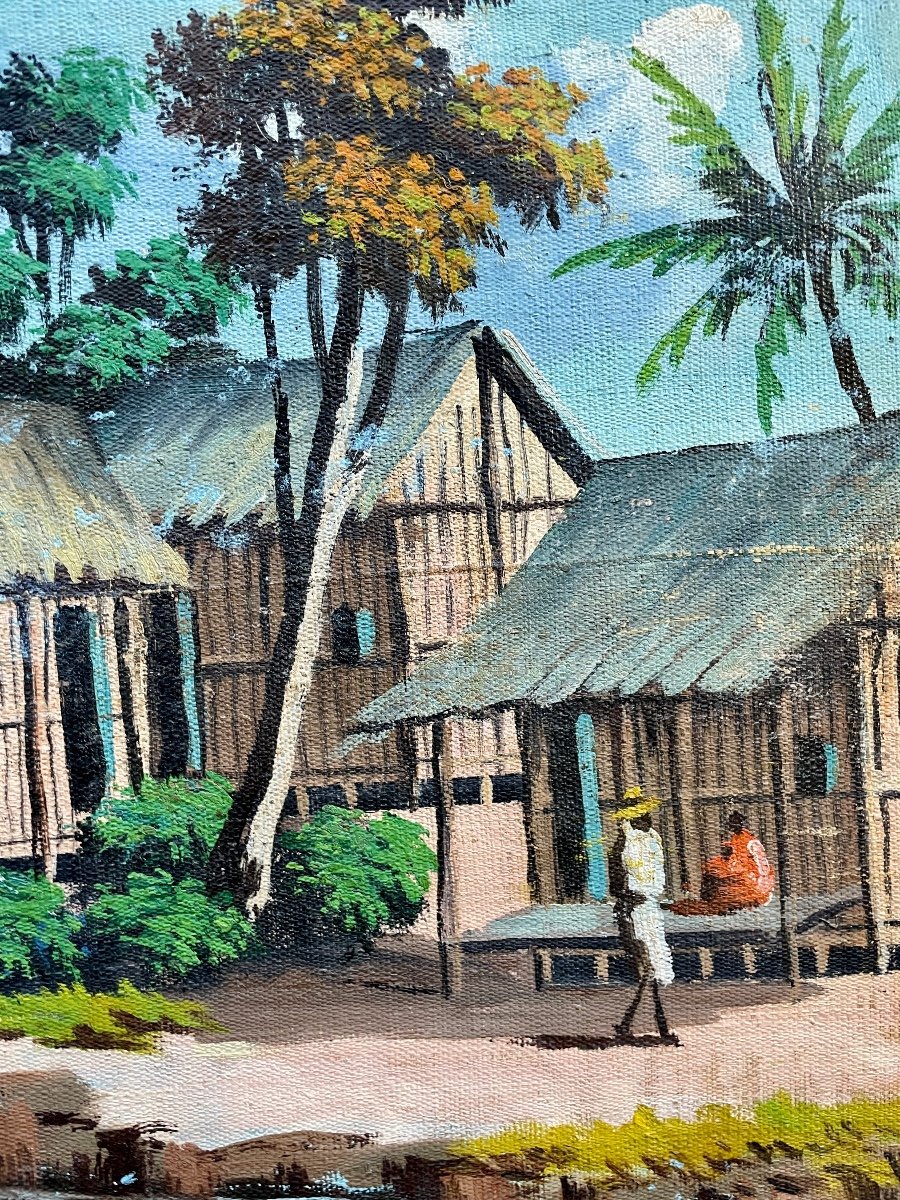 Albert Ranaivoson (xxe), Village Malgache, 1954, Huile Sur Toile - Larg. : 173 Cm. -photo-5