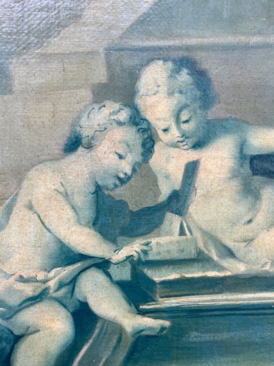 Piat-joseph Sauvage (1744-1818), Putti Playing, Oil On Canvas, - Width: 65.5 Cm. -photo-2