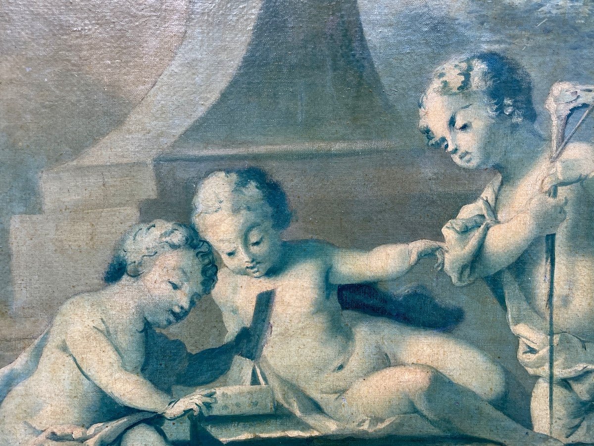 Piat-joseph Sauvage (1744-1818), Putti Playing, Oil On Canvas, - Width: 65.5 Cm. -photo-2