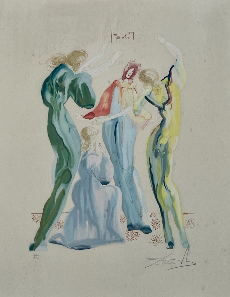 Salvador Dali (1904-1989), La Danse, 1963, Lithographie Numérotée Et Signée - Haut. 60 Cm.