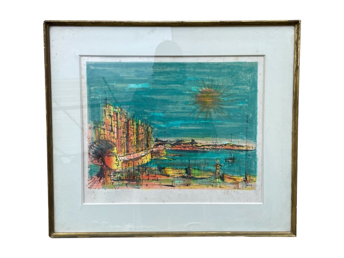 Jean Carzou (1907-2000), Le Port, 1968, Lithographie Numérotée Et Signée - Haut. 40 Cm.-photo-4