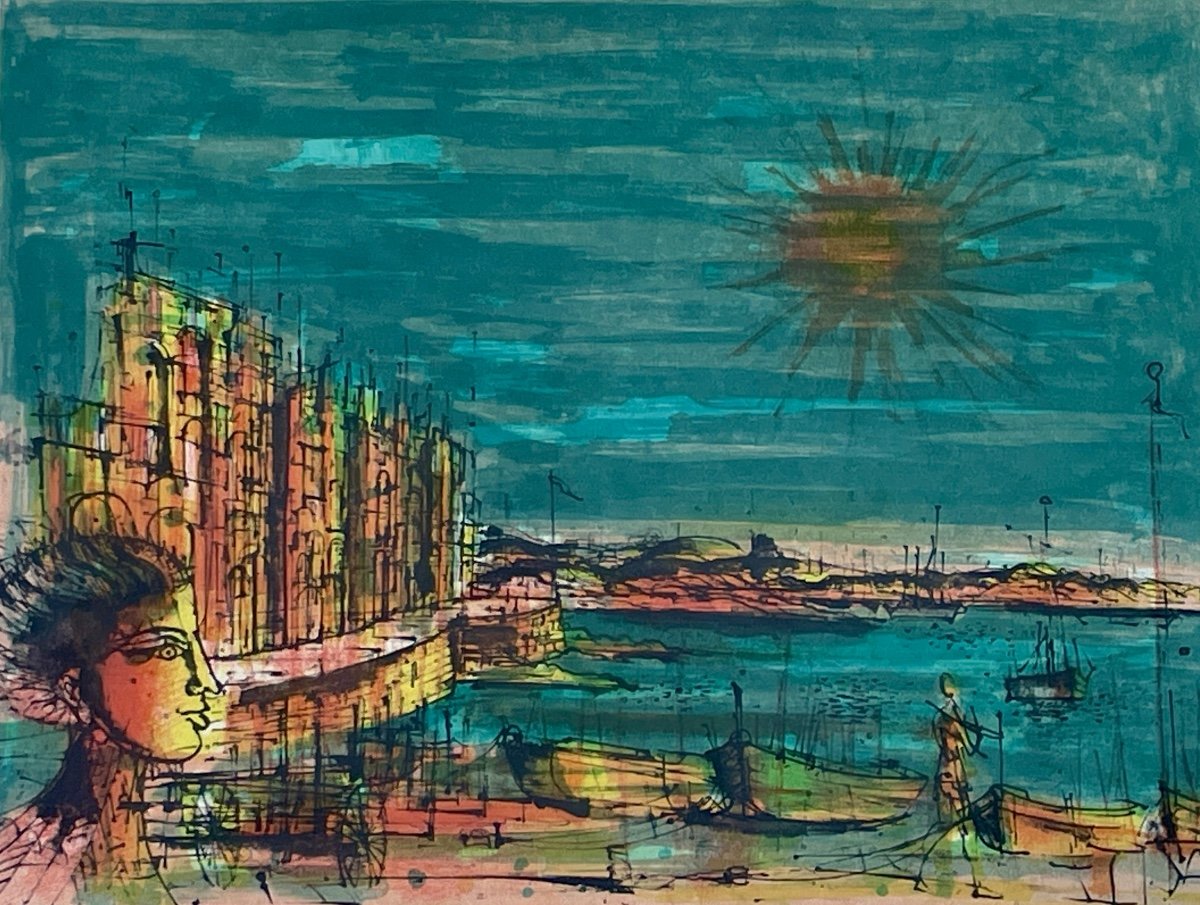 Jean Carzou (1907-2000), Le Port, 1968, Lithographie Numérotée Et Signée - Haut. 40 Cm.