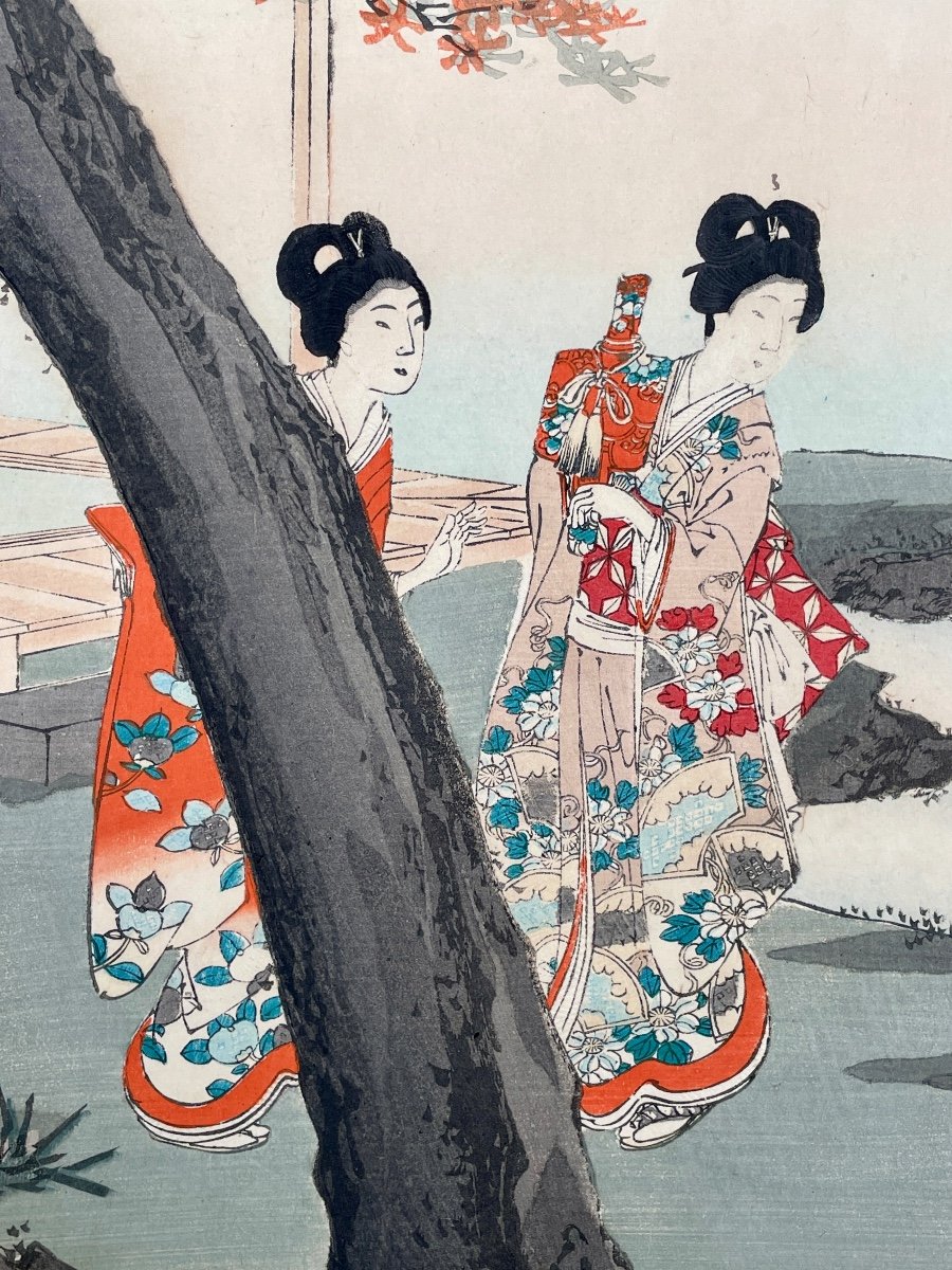 Chikanobu Yoshu (1838-1912), Triptychs Of Japanese Prints - Width: 71.5 Cm. -photo-2