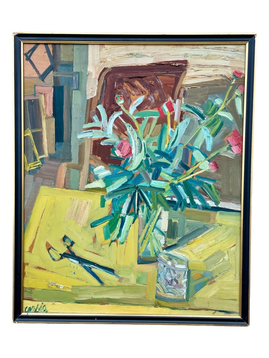 Gilbert Corsia (1915-1985), Nature Morte, Huile Sur Isorel - Haut. : 74 Cm. -photo-4