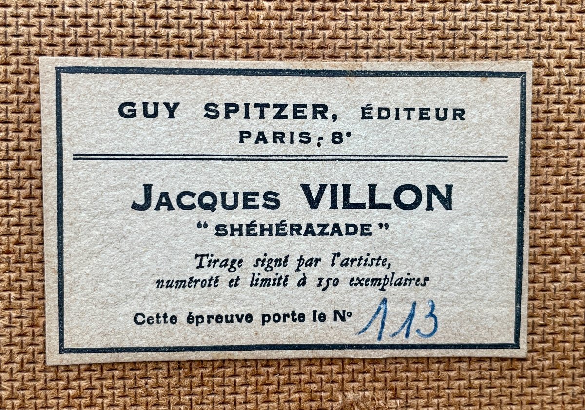 Jacques Villon (1875-1963), Shéhérazade, 1936, Lithographie Numérotée Et Signée - Larg. 62 Cm. -photo-3