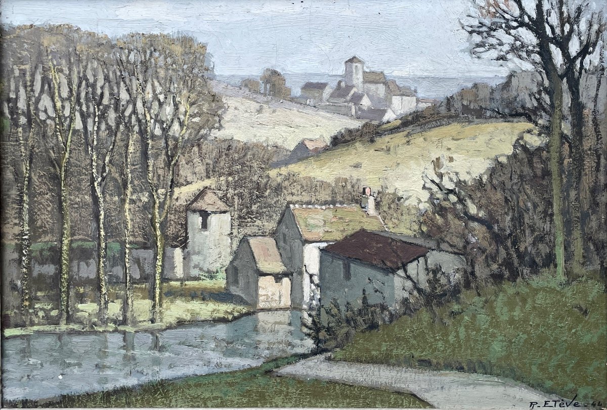 Félix Raoul Etève (1902-1967), Châtel-censoir, 1944, Oil On Canvas - Width: 55.5 Cm.