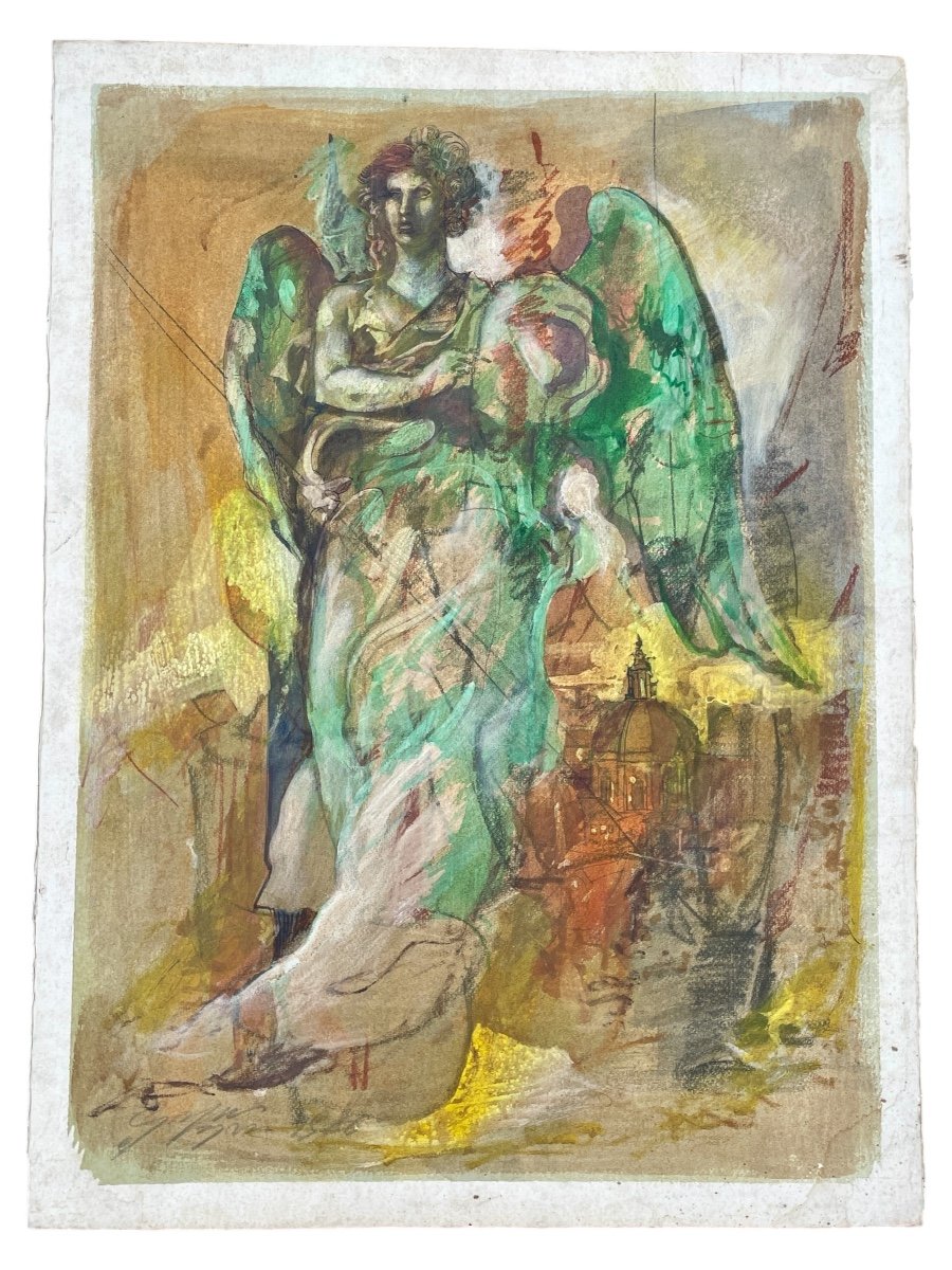 Gaspare Da Brescia (1955), The Venetian Angel, 1986, Mixed Media On Paper.-photo-3