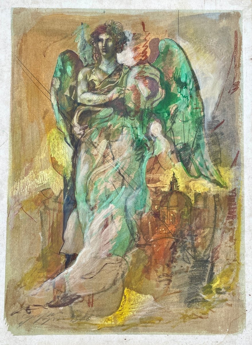 Gaspare Da Brescia (1955), The Venetian Angel, 1986, Mixed Media On Paper.