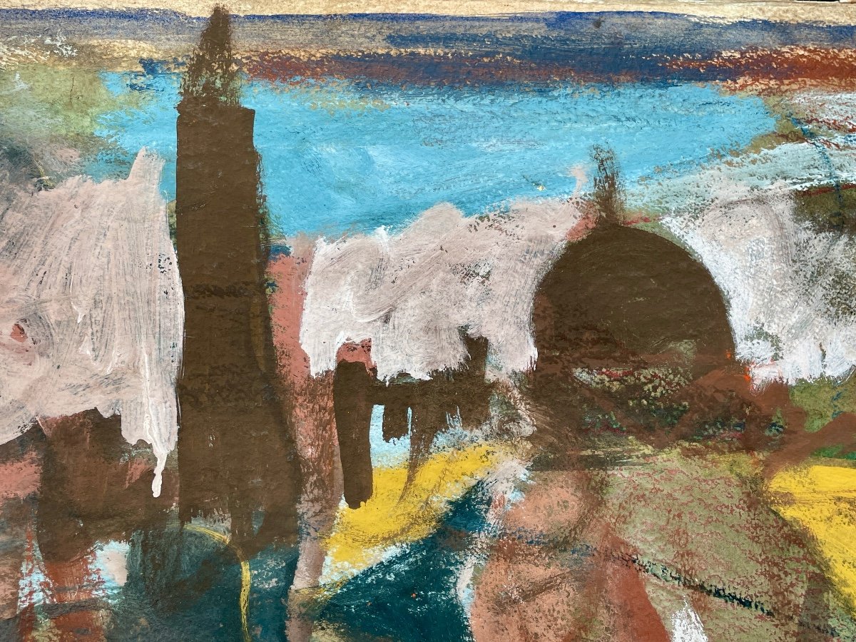 Gaspare Da Brescia (1955), St. Mark's Basilica And The Campanile, Mixed Media On Paper.-photo-2