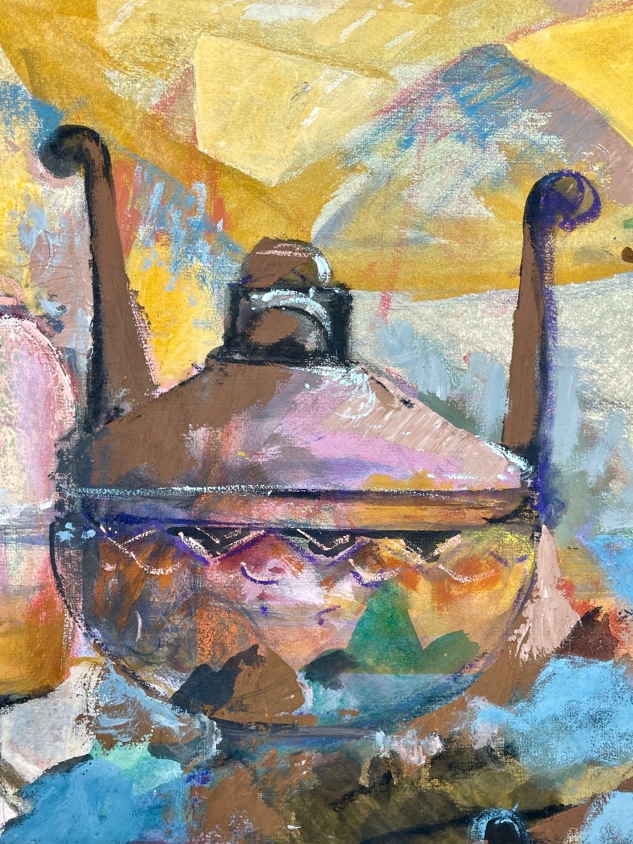 Gaspare Da Brescia (1955), Still Life With Handled Cup, Mixed Media On Paper. -photo-3