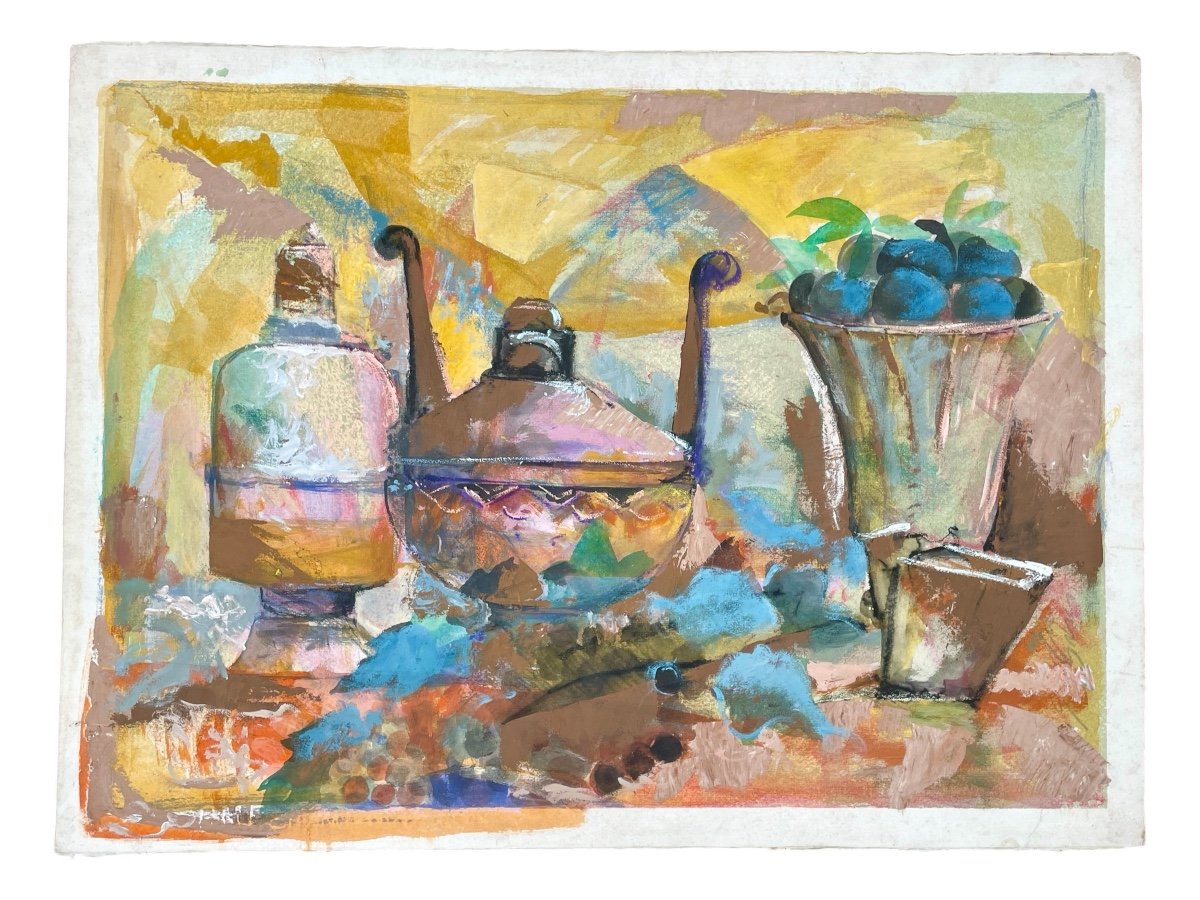 Gaspare Da Brescia (1955), Still Life With Handled Cup, Mixed Media On Paper. -photo-2