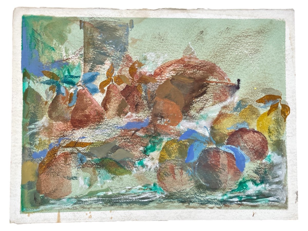 Gaspare Da Brescia (1955), Still Life With Fruit, Mixed Media On Paper.-photo-2